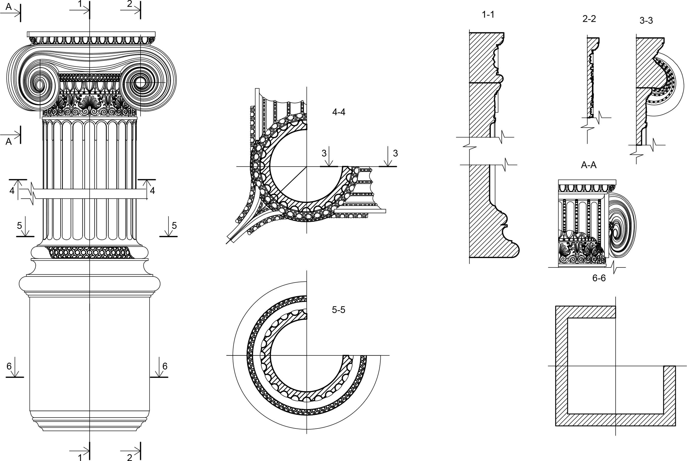 Колонна кольцевого. Капитель Ионического ордера чертеж. Капитель Коринфского ордера. Коринфская колонна Капитель чертеж. Ионическая колонна чертеж.