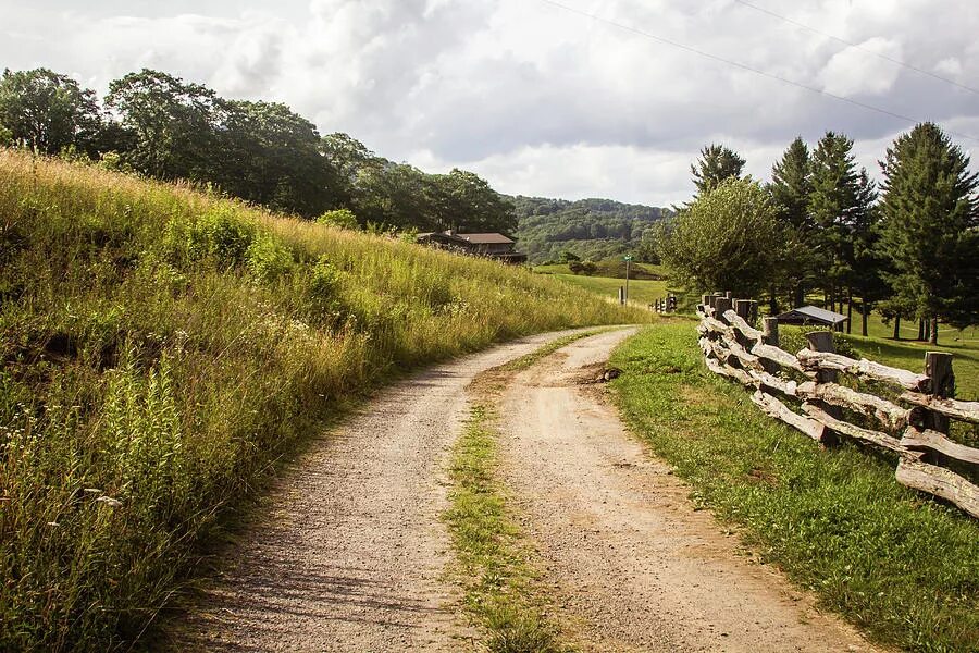 Летние дорога за город. Old Road. Дорога из деревни в город.