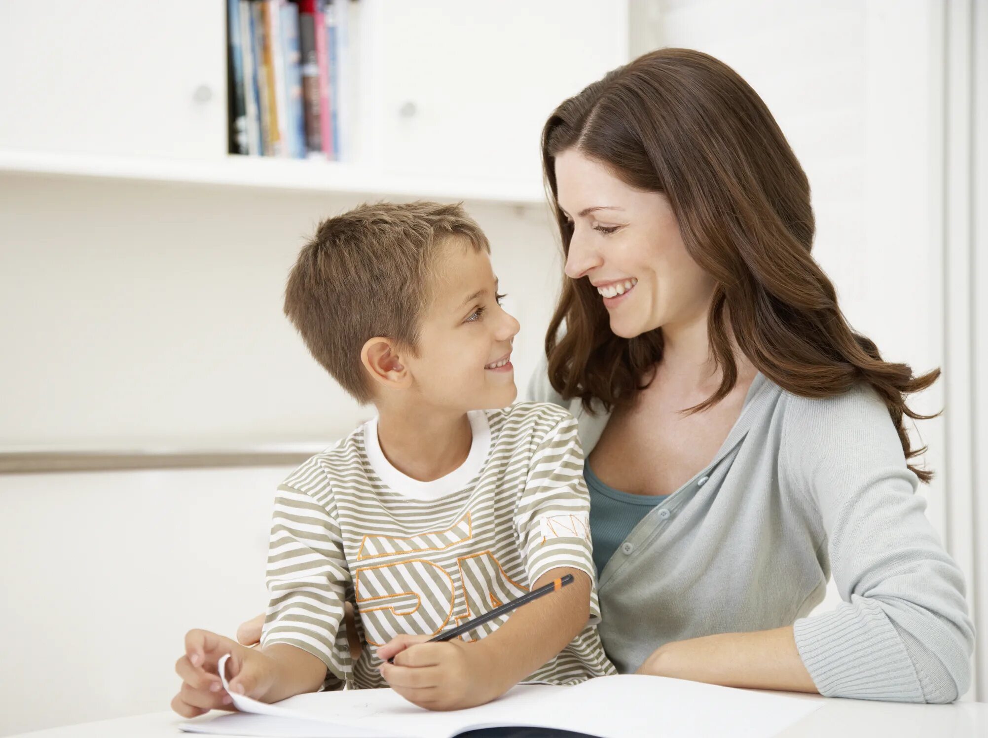 Mother teach son