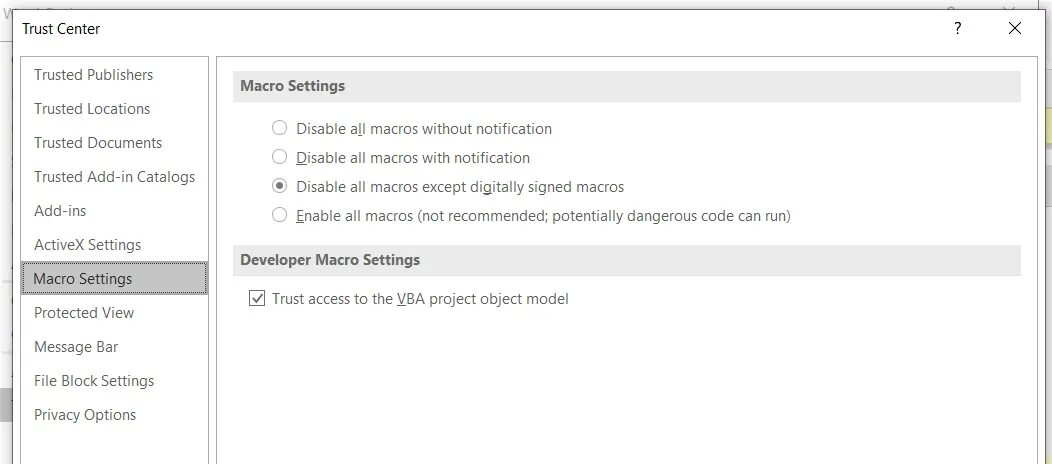 Disable all macros except digitally signed macros.. Disable all macros except digitally signed macros.word10. Natro macro settings. Enabled document what is it. Unable enable