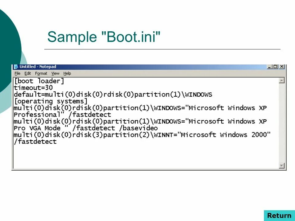 Windows boot ini. Boot.ini windows xp. виндовс хр boot.ini. boot.ini windows 7. файл boot.ini и база данных bcd..