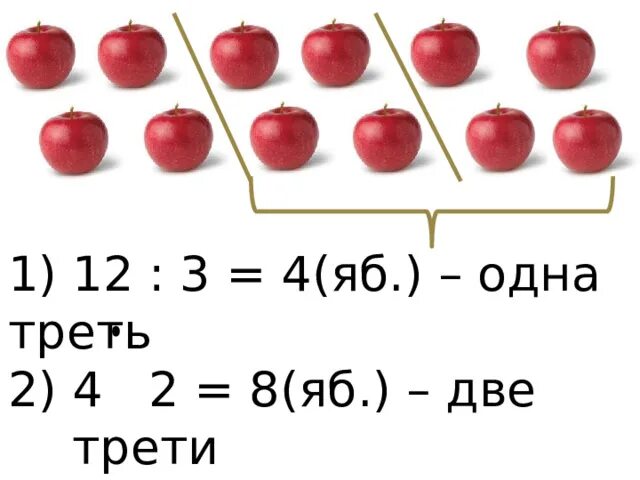 Ответ 8 яблок. Две трети яблока. 1 Треть яблока. Одна треть и две трети.