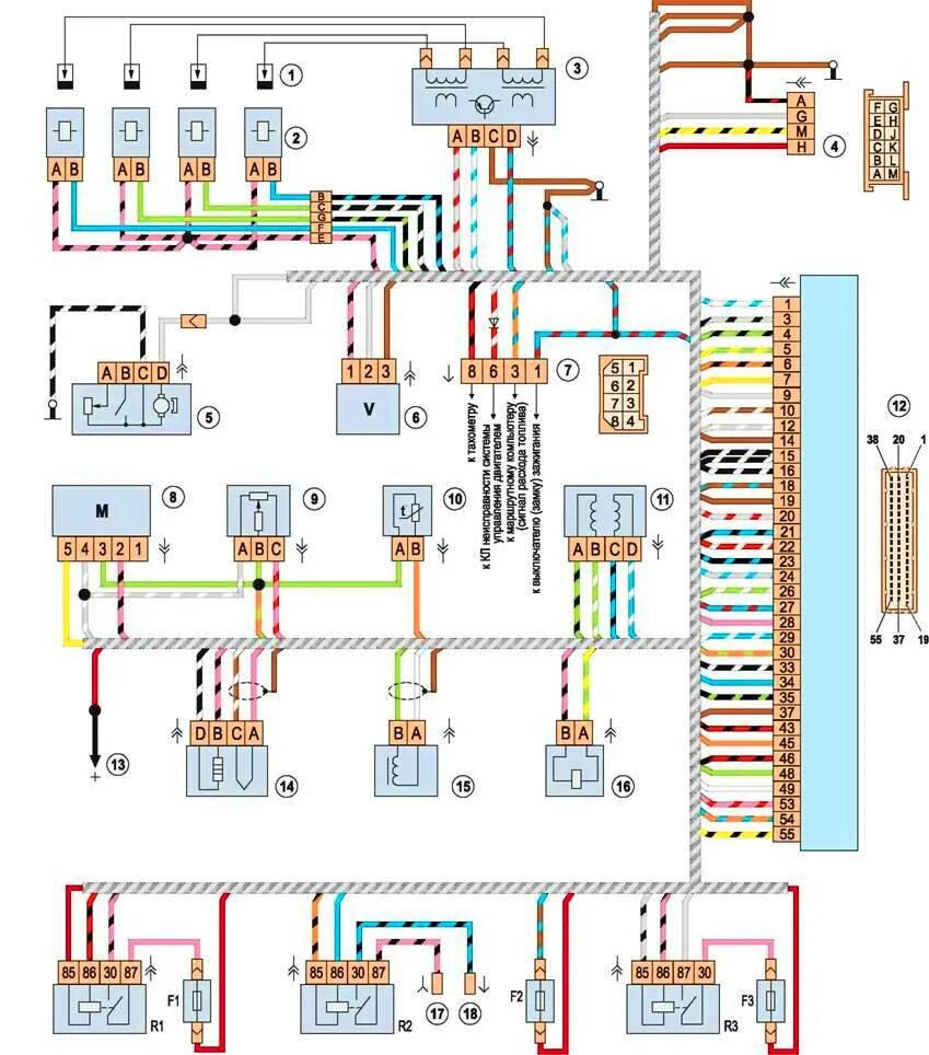 Схема электрооборудования ВАЗ 2107 инжектор евро 3. Схема электрооборудования ВАЗ 2107 инжекторная. Схема проводки 2107 инжектор. Электросхема ЭБУ ВАЗ 2107 инжектор.