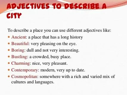 Places adjectives