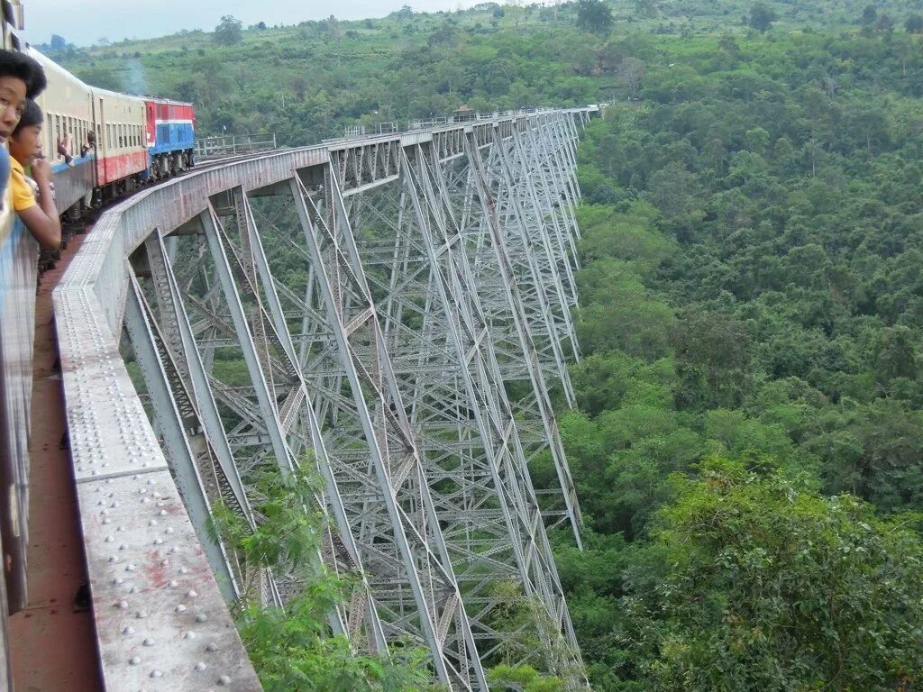 Мост Готейк в Мьянме. Виадук Готейк. Виадук Готейк в Мьянме. Мост Готейк Железнодорожный.