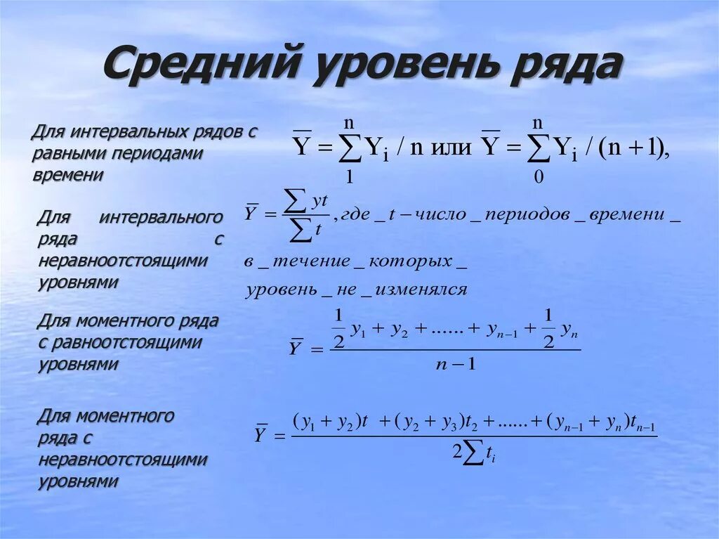 Определите средние показатели