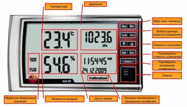 Настройка влажности. Термогигрометр testo 622. Прибор комбинированный testo 622. Барометр-термогигрометр testo 622. Прибор комбинированный testo 622(гигрометр).