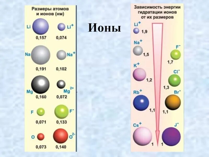 Размеры атомов и ионов. Ионы элементов. Ионы химических элементов. Сравнение размеров атомов. Атом сравнение размеров