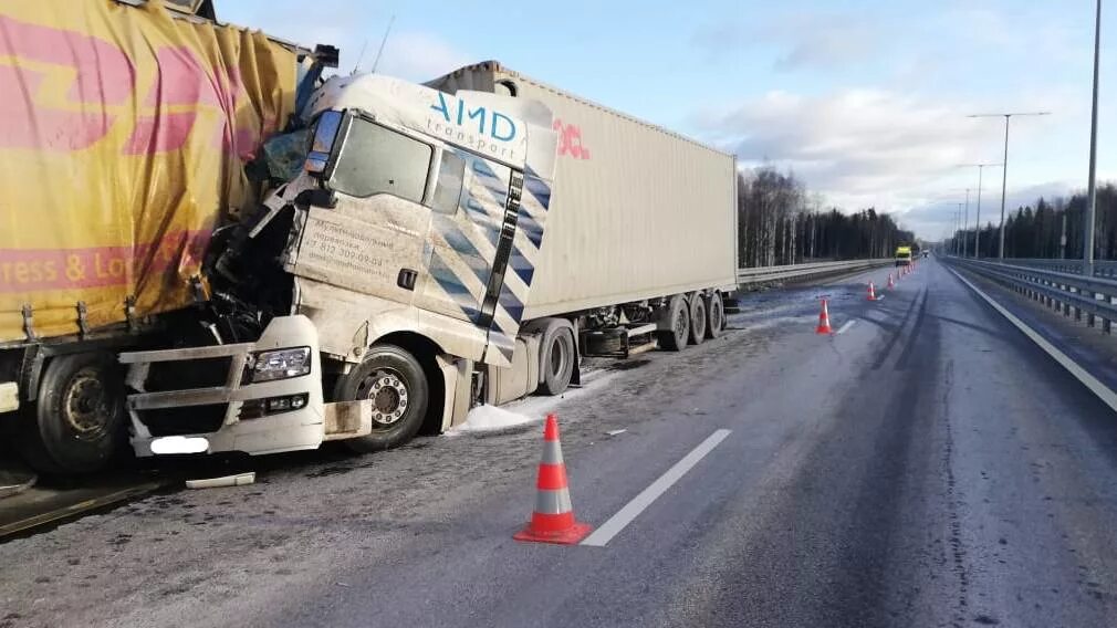 Фуры разбились. ДТП на трассе м11 в Новгородской области. Авария на трассе м11 в Новгородской области вчера. ДТП на трассе м-11 Окуловский район. ДТП на м11 в Окуловском районе.