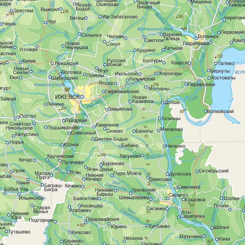 Где удмуртия на карте. Физическая карта Удмуртии. Республика Удмуртия на карте. Карта Удмуртии с районами и реками. Удмуртия на карте России где находится.