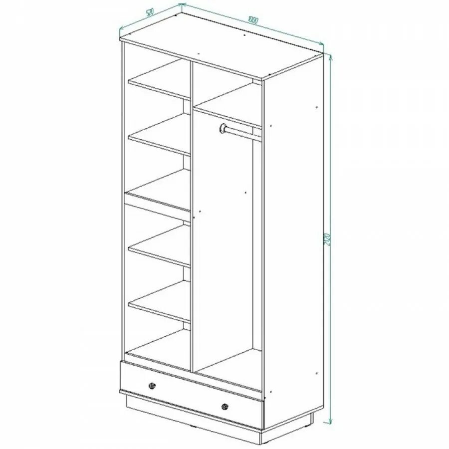 Шкаф двухстворчатый распашной с штангой