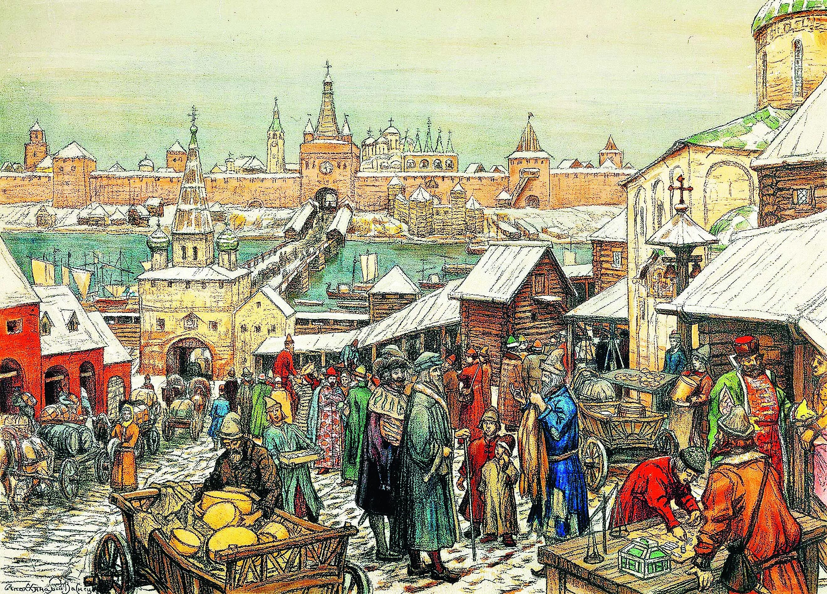 Картина Васнецова Новгородский торг.