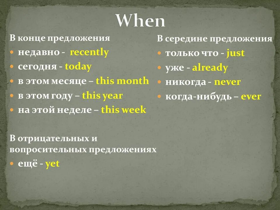 В конце предложения. Имя в конце предложения.