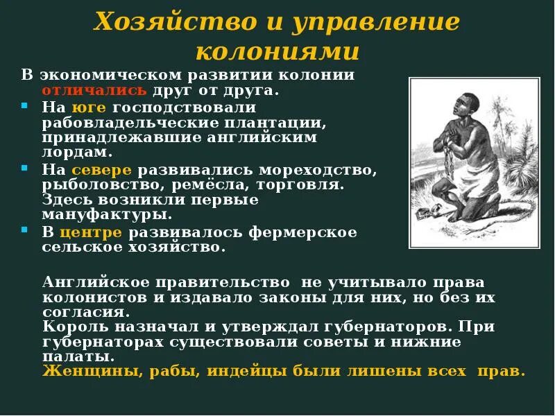 Хозяйственное развитие колоний и система управления. Хозяйственное развитие колоний и система управления