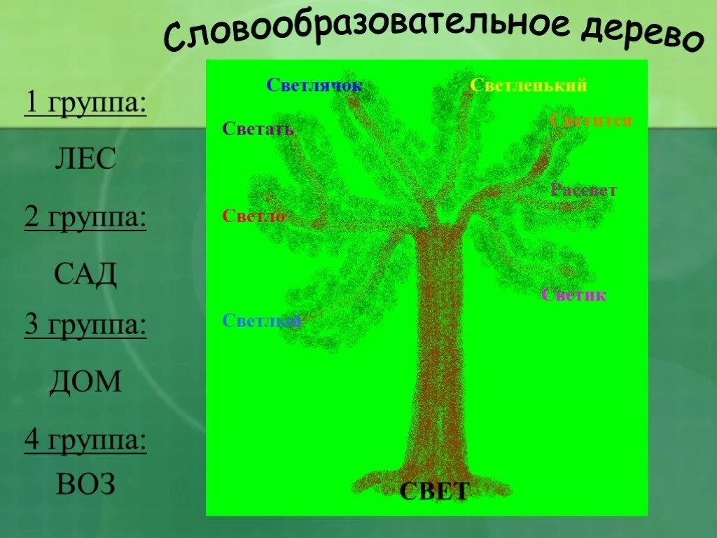 Словообразовательное дерево. Дерево словообразования. Словообразовательное дерево сад. Словообразовательное гнездо дерево. Дерево слов школа