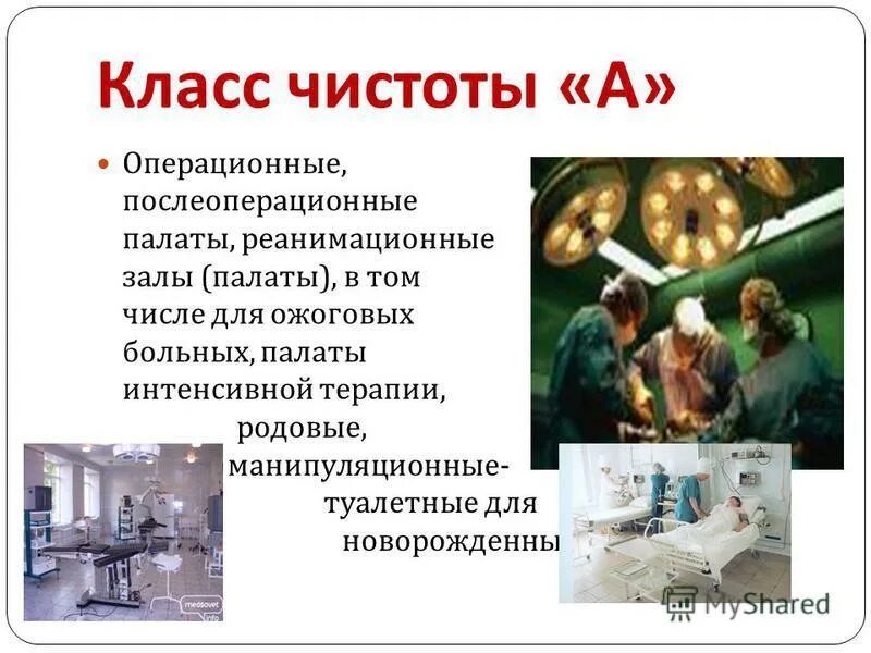 к какому классу чистоты относится операционная