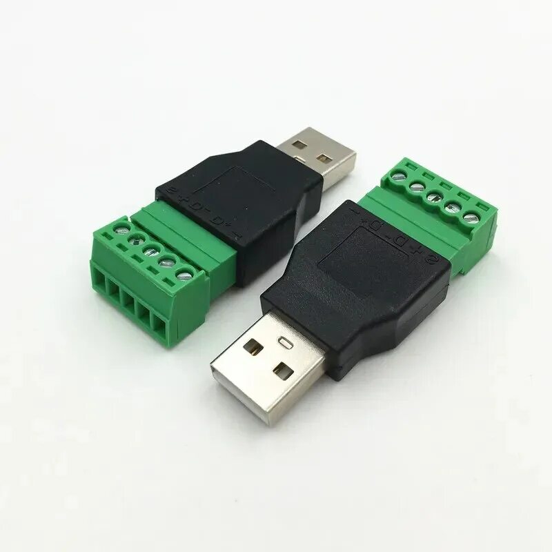 USB под винт с клеммной колодкой. USB 2.0 разъем. Переходник USB(male) - клеммная колодка винтовая.