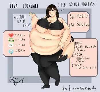 (GOTH) Tifa Weight Gain Drive - Part 3 Tifa gained another 243 lbs... her t...