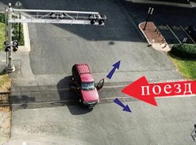При вынужденной остановке на железнодорожном переезде
