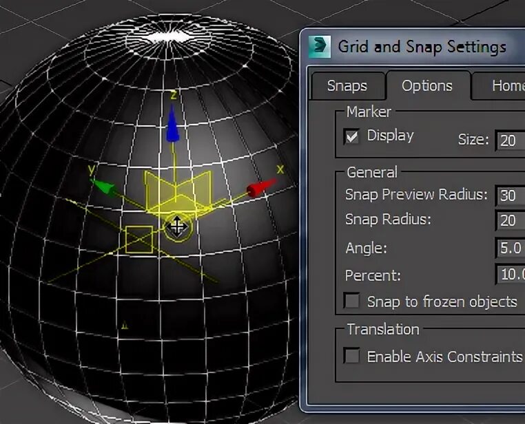 Settings grid. Grid and snap settings 3ds max. grid and snap settings где находится в 3д макс. тройках привязок галочка use axis constraints 3дмакс. reveal constraints как отключить.