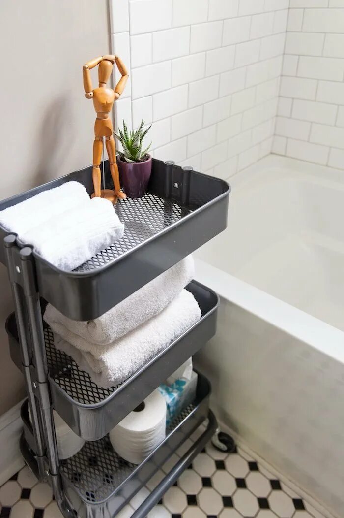Ikea тележка РОСКУГ. Система хранения в ванной комнате. Места хранения в ванной. Организация пространства в ванной. Организация хранения в ванной