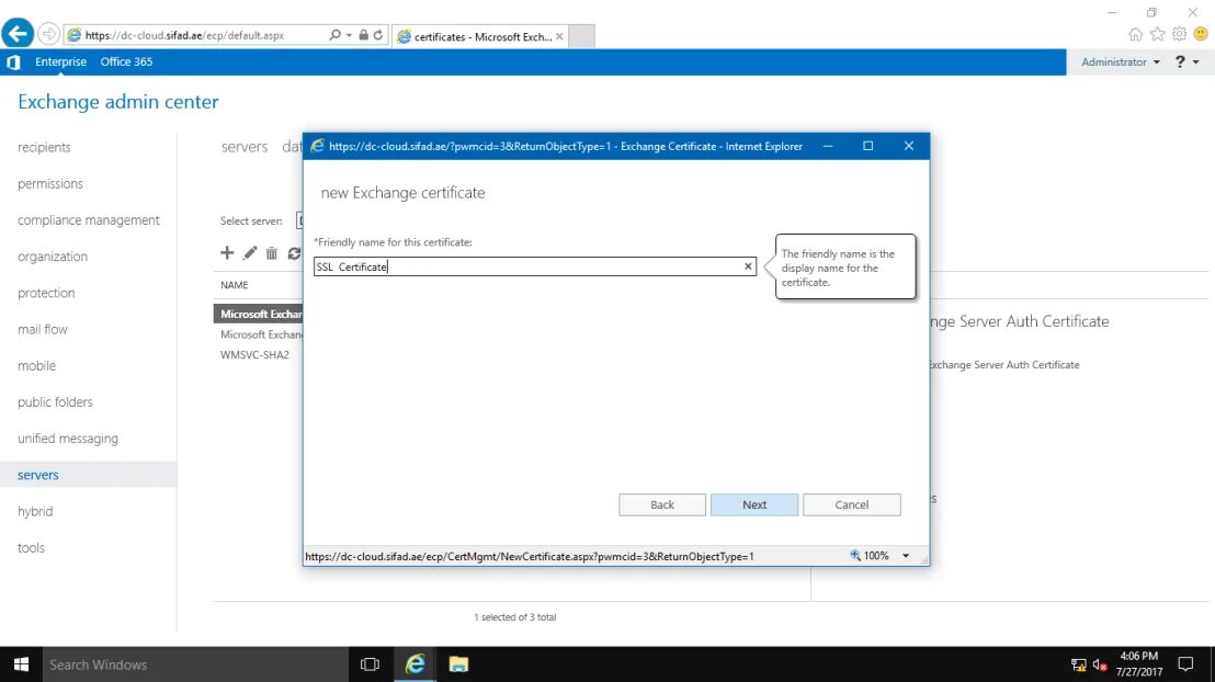 Запрос сертификата Windows Server. Exchange 2016. Exchange Server 2013 SSL Certificate 6 Mount. Exchange admin Center.