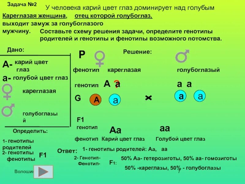 Определите фенотип вероятность детей