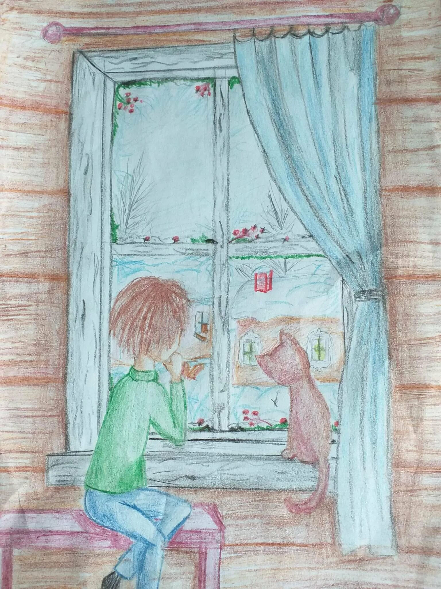 Фотография на которой меня нет иллюстрации. Мальчик у окна рисунок. Рисунок к произведению. Фотография на которой меня нет рисунок.