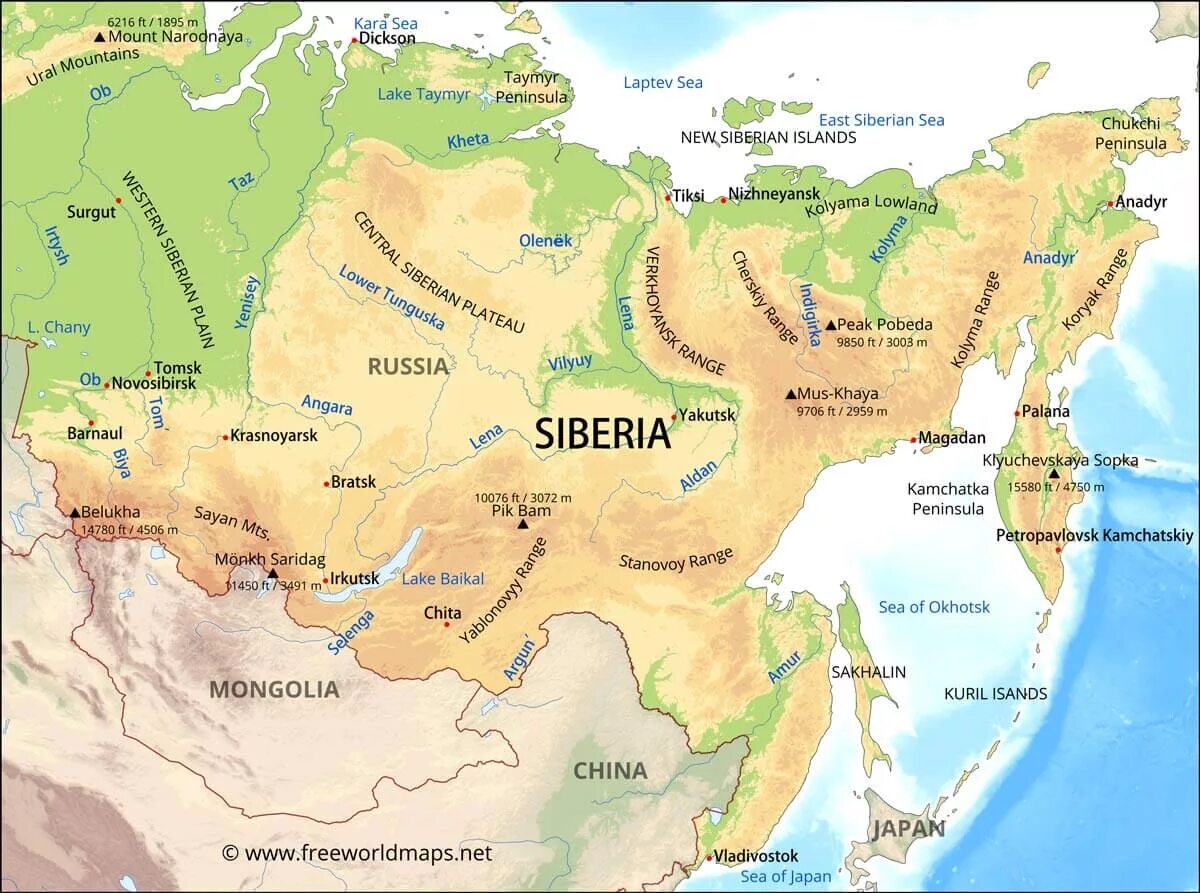 СИБИРИЯ на карте. Карта Russia Siberia. Siberia on Map Russia.