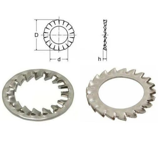 Шайба стопорная с зубцами а м 6 din 6798. Din 6798 Размеры. Шайба многолапчатая гост 11872 89