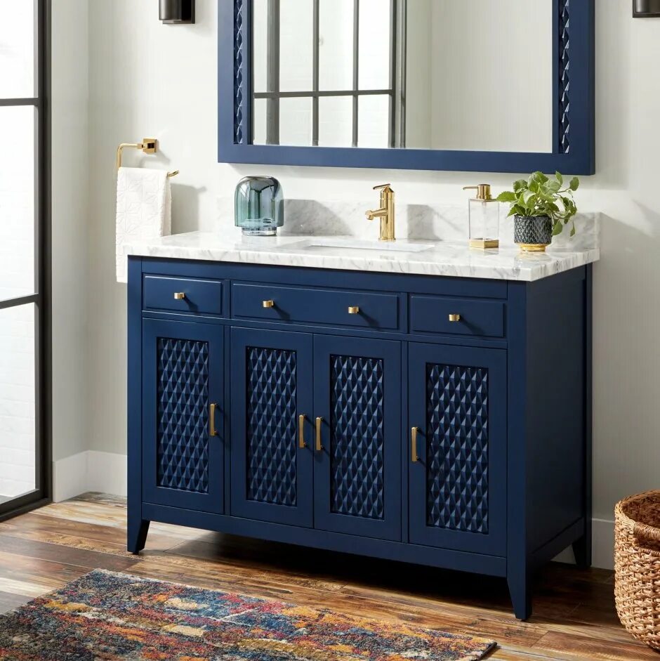 Navy Blue Bathroom Vanity 48 inch Double Sink. Каприго мебель для ванной. Мебель для ванной синего цвета. Тумба в ванную комнату. Мебель для ванной напольная