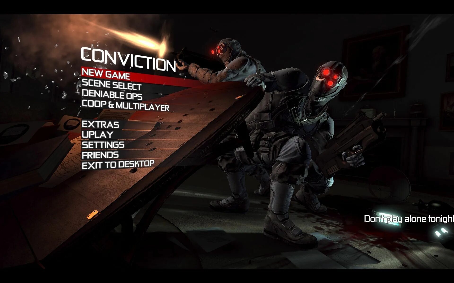 Tom Clancy’s Splinter Cell: conviction (2010). Splinter Cell conviction menu. Меню компьютерной игры. Главное меню игры. Игра main game