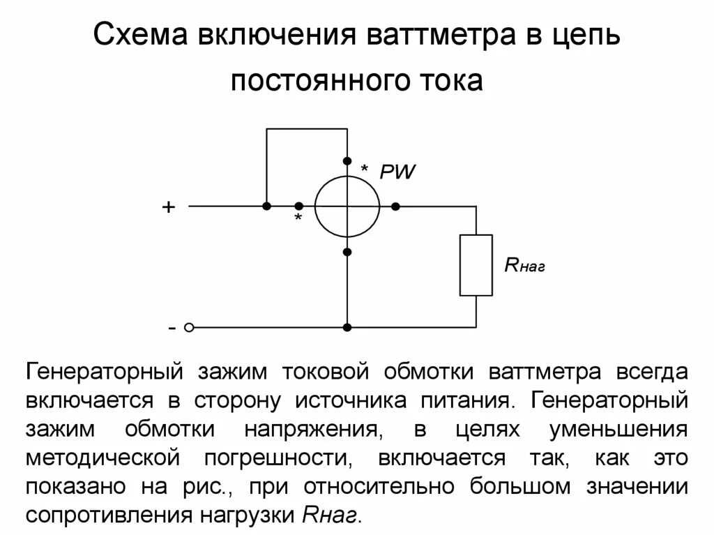 Нарисуйте схему включения ваттметра в электрическую цепь 2.1.3 Измерение мощности
