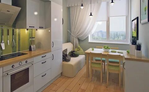 Дизайн маленькой кухни с балконом