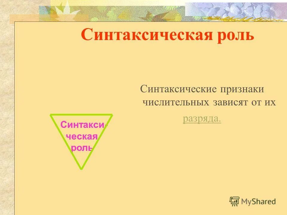 синтаксическая роль числительных презентация
