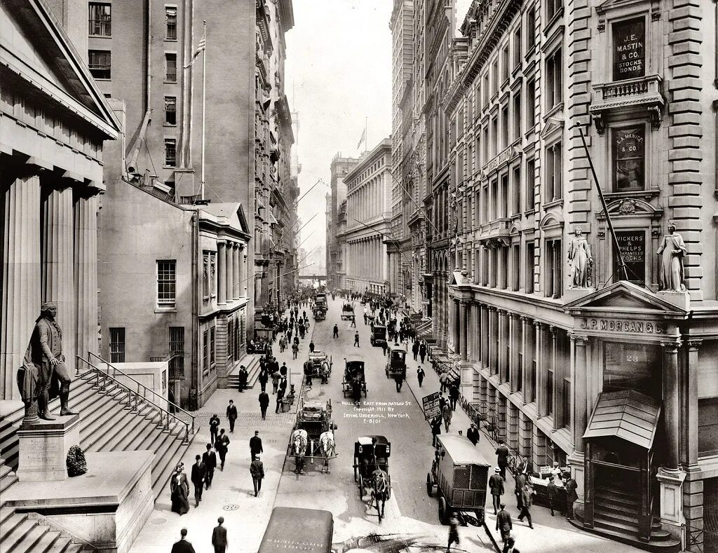 Уолл стрит Нью Йорк. Нью-Йорк в начале 20 века. Нью-Йорк 19 век Уолл стрит. Уолл стрит Нью Йорк 1921.