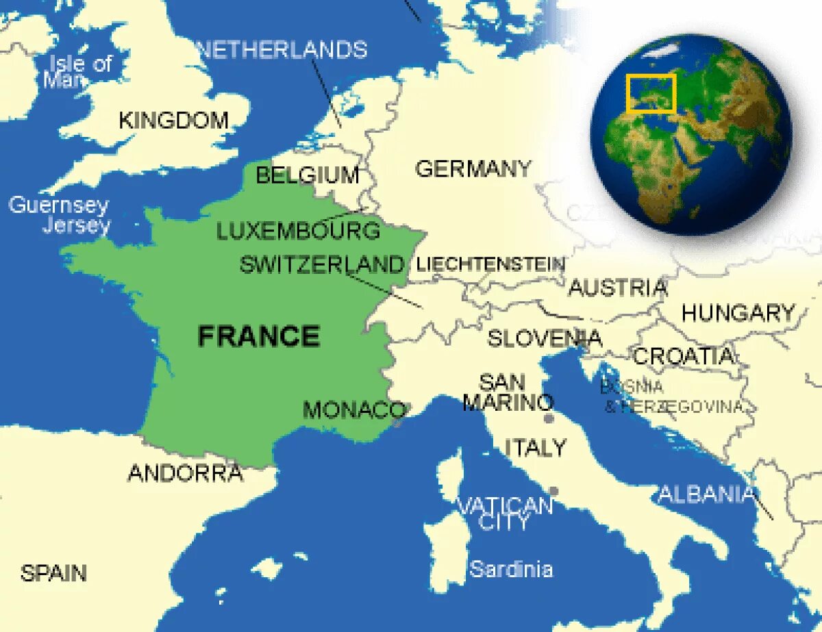 В европе находится само. Географическое положение Франции. Расположение Франции на карте Европы.