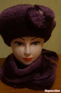 Шапка из пряжи букле спицами