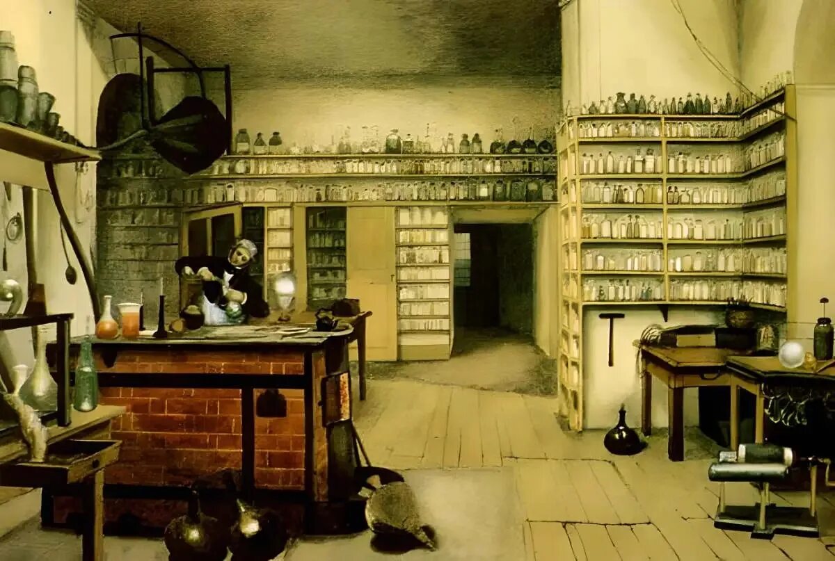 Ученый физик 19 века. Химическая лаборатория 19 века. Картина лаборатория Фарадей.