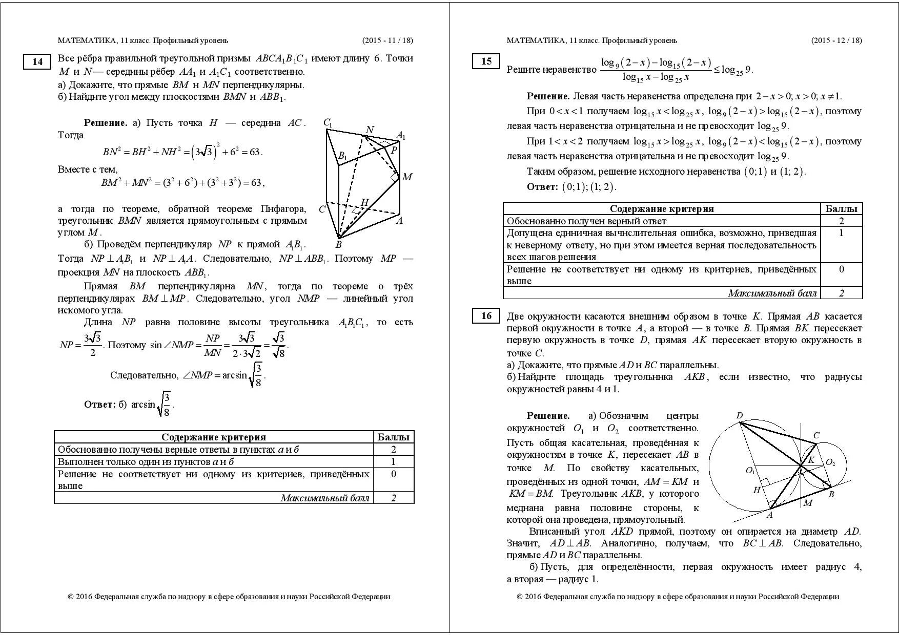 Варианты егэ матем профиль