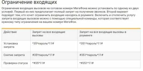 Запрет номера мегафон