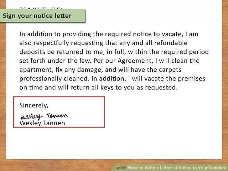 Write a notice. Notice letter. notice.