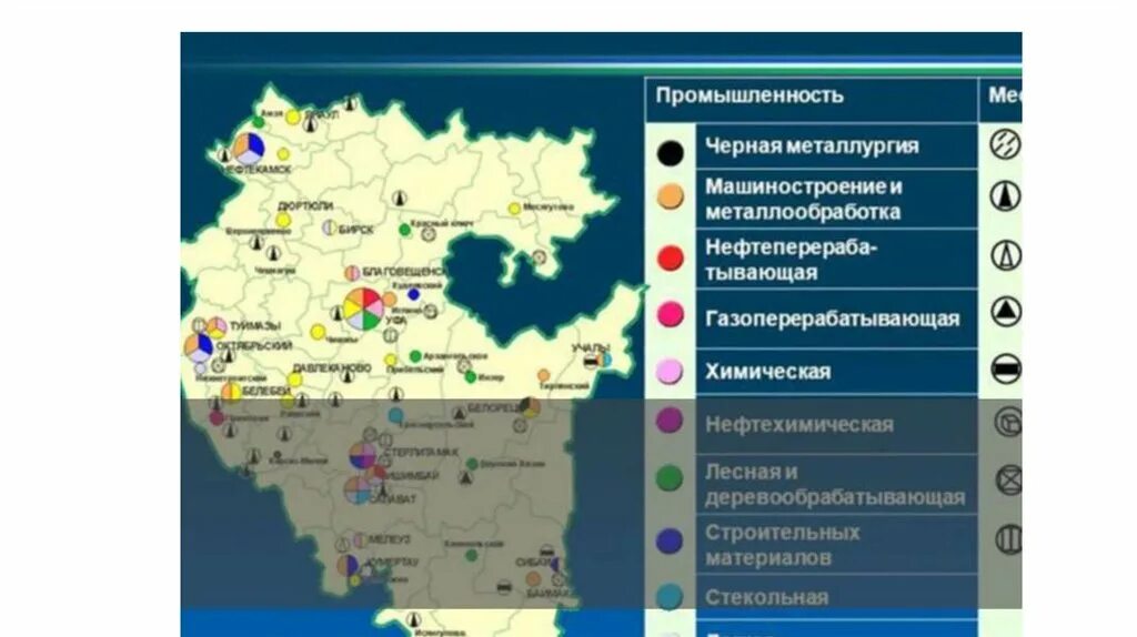 Республика Башкортостан промышленность карта. Промышленность Башкортостана карта. Карта промышленности Башкирии. Проект промышленность Башкортостана. Развитые отрасли экономики в башкортостане