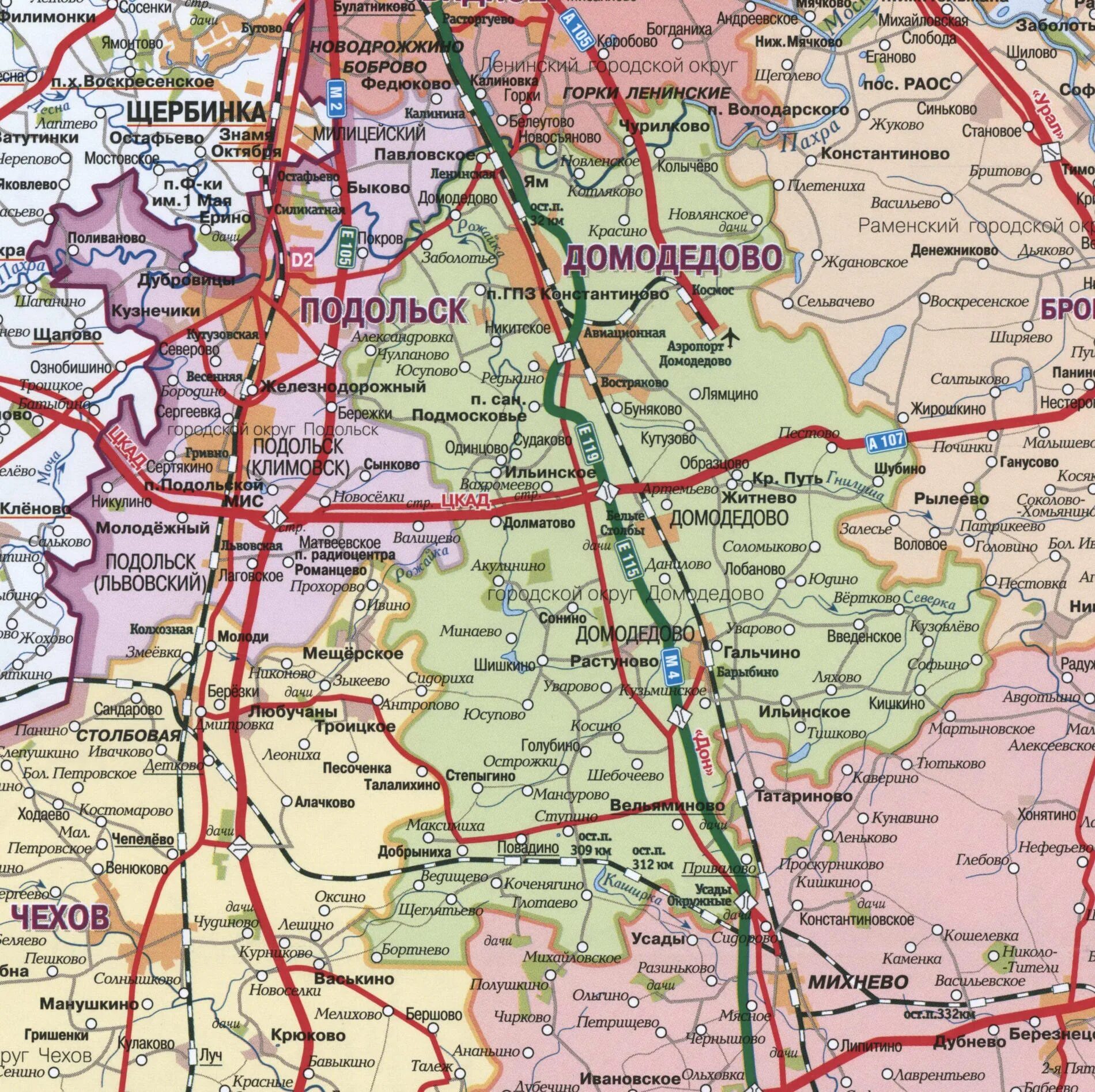 Карта Домодедовского района Московской области. Карта Подольского района Московской области подробная. Подольский район на карте Московской области. Карта Подольска и Подольского района.