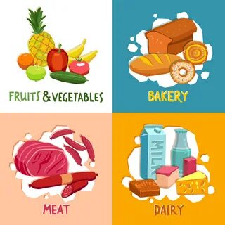 Dairy meat fruit vegetable