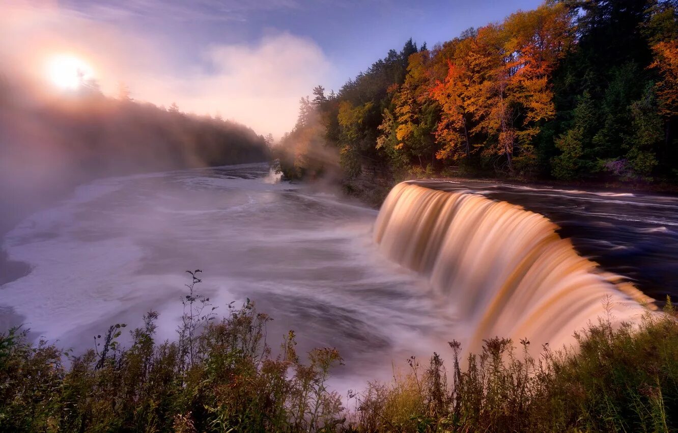 Водопад рассвет. Утро водопад. Водопад на рассвете фото. Silver Falls State Park. Картинки на рабочий стол водопад утро.