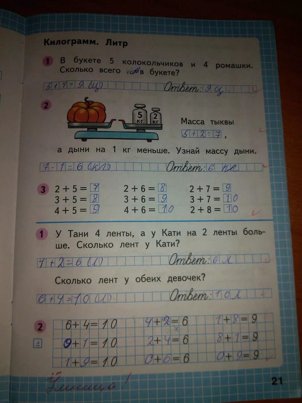 Тетрадь по математике 2 класс 1 часть Моро стр 21. Математика 2 класс рабочая тетрадь 1 часть Моро стр 21.