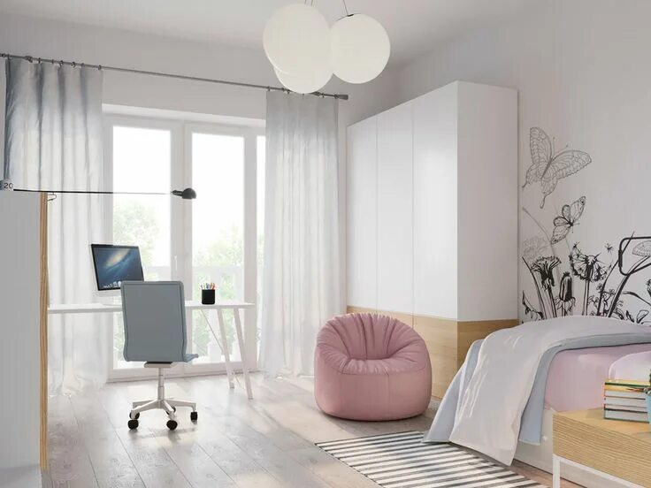 Интерьер светлый подростка По кирпичику Home office design, Room design, Loft interiors