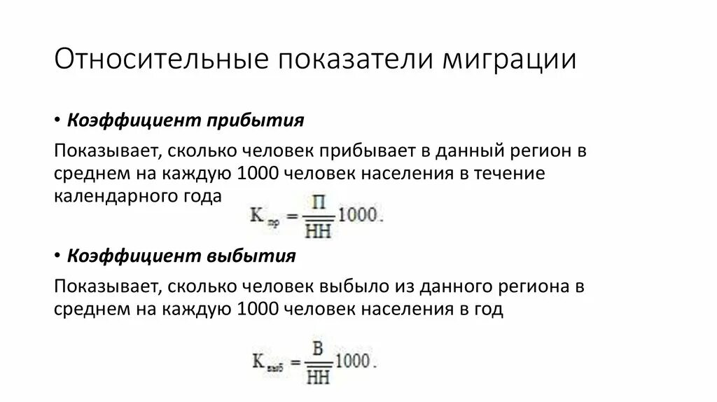 Определение относительных показателей