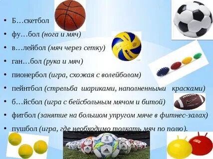 Спортивные игры с мячом названия